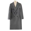 Abrigo de lana de otoño e invierno 100% lana de longitud media para hombre, gabardina, abrigo de lana estilo coreano hasta la rodilla, cachemira no doble cara