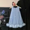 Vestido Infantil Verão 2026 Novo Estilo Fashion Vestido Princesa Infantil Bebê Laço Sem Mangas Vestido de Renda