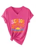 Camiseta de Manga Corta con Cuello en V, Moda Única para Mujer, Senior Sunrise Amazon eBay Tienda Independiente, para Exportación