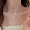 Colar de Prata de Lei S925 Coração Pérola Feminino Elegante Fashionável Que Não Desbota Corrente para Clavícula Chique Nicho Versátil