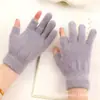 Luvas de Inverno de Duas Dedos com Dedos Expostos para Tela Sensível ao Toque Jacquard Revertido Pelúcia Escovada Quente Estilo Estudante Espessas de Meio Dedo para Inverno