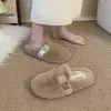 Pantuflas peludas cálidas Baotou 2026 para mujer, de meter, medias pantuflas de otoño e invierno para uso exterior, nuevas pantuflas de algodón de moda