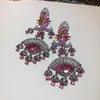 Brincos Luxuosos Coloridos de Flor e Borboleta com Zircônia e Franja para Jovens Ricas, Brincos da Moda com um Toque de Luxo de Alto Padrão