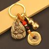 Latón Budas del Año de Nacimiento de los Doce Zodíacos, Ocho Deidades Guardianas, Llavero de Calabaza de Cinabrio, Colgante para Coche, Regalo de Monedas de los Cinco Emperadores