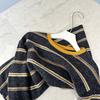 Camiseta Gruesa Cepillada Bordada a Rayas Vintage para Mujer, Relajada y Adelgazante, Cálida para Otoño e Invierno, Camiseta Base de Piel Sintética de Conejo