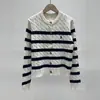 Cardigan Clásico de Punto a Rayas para Mujer, Otoño e Invierno, Cuello Redondo, Corte Ajustado, Abrigo Suéter Versátil