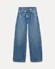 Ropa europea y americana transfronteriza para mujer ZA AliExpress superventas nuevo vintage holgado de cintura alta adelgazante de pierna ancha jeans
