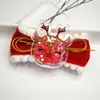 Pinza para el pelo con lazo de terciopelo rojo navideño, set de tocado con campana y borla de dibujos animados lindos de Papá Noel para niños