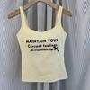 Camisola Estampada con Letras de Chica Dulce Americana para Mujer Verano Todo en Uno Copa Fija Ropa Interior Sin Uso Top Versátil