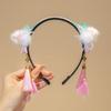Estilo chinês Ano Novo acessórios para o cabelo meninas Hanfu festivo peruca de borla vermelha trança headband Bebê Ano Novo cocar