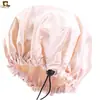 Gorro de ducha de satén ajustable para niños, gorro de ducha doble impermeable, gorro para el cuidado del cabello, gorro de dormir para bebés K-25