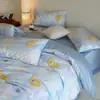 Juego de Ropa de Cama Bordada de Algodón Puro Fresco y Sencillo Estilo Años 50, Juego de Cuatro Piezas, Funda de Edredón de Algodón de Fibra Larga 100% Algodón, Juego de Tres Piezas de Sábana para Dormitorio Estudiantil