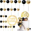 27 Peças/Conjunto Bola de Espuma Macaron Decoração de Bolo de Aniversário Série Preto Dourado Azul Rosa Opcional Decoração de Festa de Chá de Bebê
