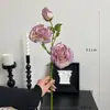 Pintura al Óleo Vintage Estilo Francés Borde Quemado Rosa Ramo Artificial de Gama Alta Flores Falsas Multicabezal para Fotografía de Bodas y Flores Secas Artificiales