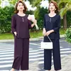 Conjunto de ropa de verano para madre joven, top y pantalón elegantes y con estilo, conjunto de dos piezas a la moda para mujeres de mediana edad y mayores