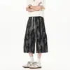 Pantalones Cortos de Trabajo Estilo Paracaidista para Hombre, Diseño Plisado, Pantalones de Seda Helada de Secado Rápido, Talla Grande, Pierna Recta Holgada, Pantalones de Tres Cuartos