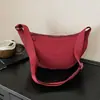 Bolsa de Dumpling Cor Sólida em Camadas Estilo Japonês 100% Algodão para Mulheres 2025 Nova Bolsa Transversal Leve de Ombro Único Bolsa de Axila em Lona