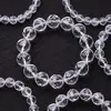 Pulsera de Cristal Blanco Natural con Cuentas Redondas de Corte Diamante de 128 Caras, Joyería Artesanal de Cuentas DIY, Cuentas Espaciadoras Lisas al por Mayor