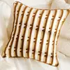 Funda de Cojín Decorativo para Sofá Cama Estilo Retro de Gama Alta Tono Crema Cojín Lumbar Marrón Funda de Cojín para Ventana de Rincón