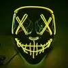 Máscara Brilhante de Halloween Luz Fria Rosto de Fantasma Barra de LED Festa Dança Preto em V Vingança Adereço de Terror