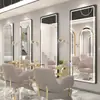 Estação de Espelho de Barbearia Famosa na Internet, Espelho para Salão de Cabeleireiro, Dedicado para Corte de Cabelo, com Luzes LED, Montado na Parede, Lado Único, Design Simples