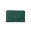 Nueva cartera corta para mujer, tarjetero de color liso, 2024, monedero pequeño con solapa y borde cruzado, venta al por mayor