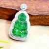 9127 Jadeíta Natural Grado A Verde Yang Colgante Grande de Guanyin Hielo de Jade Incrustado con Estilos Diversos para Hombres y Mujeres