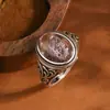 Anillo Yinyun S925 Plata de Ley Color Natural Piedra Preciosa Ágata Fantasma Moda Elegante Anillo Retro Exportación Transfronteriza Estilo Nuevo