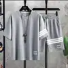 Traje deportivo de verano, tela fina tipo gofre, conjunto informal holgado de camiseta con pantalones cortos, conjunto de dos piezas de manga corta