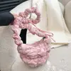 Bolsa de Terciopelo y Piel Linda de Corea del Sur Moda Casual Bolso de Hombro y Axila Versátil Bolso Cruzado con Cordón Bolso Plegable de Nube