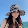 Sombrero de Pescador Flor de Ola para Mujer, Sombrero de Sol con Protección Solar para Verano, Estilo Coreano Versátil para Vacaciones en la Playa, Sombrero de Sol de Ala Ancha para Proteger el Rostro