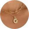Colar de Letras Bolha Douradas Europeu e Americano Amazon Fashion Colar de Zircônia com Temperamento Joia Personalizada da Moda Presente para Mulheres