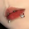 Borboleta Bicolor com Gotejamento de Óleo e Cravejada de Diamantes Piercing Labial Aço Inoxidável Joia Labial Stud de Osso da Orelha Stud de Hélice da Orelha Dente Interno Nova Joia para Piercing