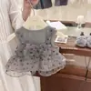 Xian Ning QiOriginal! Conjunto de Verão Estilo Coreano com Colete de Renda, Top de Bolinhas com Laço de Rede e Calça Flare para Bebês Meninas