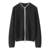 Nuevo Cárdigan Suéter Chaqueta para Mujer Otoño/Invierno 2026, Tejido de Punto Jacquard Bloque de Color con Cremallera, Ropa Exterior Casual