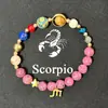 Amazon WISH Explosiones Calientes Pulsera Elástica de Doce Constelaciones Piedra Ojo de Tigre Ágata Pulsera de Cuentas de Color Mixto Tarjeta