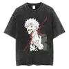 Camiseta para Hombre Talla Grande Lavada Vintage Harajuku Camiseta con Estampado Gráfico de Anime Estilo Callejero Algodón Holgada de Manga Corta
