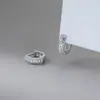 Pendientes Redondos Nalan de Plata S925 Simples y Modernos Delicados Brillantes Incrustados con Diamantes Completos Accesorio Estilo OL M08468