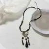 Collar de Borlas de Mariposa con Cuentas para Mujer Nuevo Estilo Étnico Retro Chino Cadena para Clavícula Cadena de Lana de Nicho Accesorios