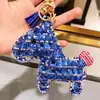 Llavero de poni de diamantes lindo coreano para mujer, llavero creativo para llaves de coche, colgante de bolso de moda, regalo al por mayor