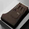 Pantalones de pana forrados de forro polar para hombre de invierno, marca de moda, corte holgado, pierna recta ancha, pantalones deportivos casuales con cordón para hombre