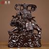 Escultura em madeira de ébano Wu Deus da Riqueza Zhao Gongming Equitação Estátuas de Tigre Ornamentos Cinco Vias Deus da Riqueza Decoração de Casa Escultura Artesanato