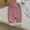 Pantalones de forro polar para niñas, ropa exterior de otoño e invierno, pantalones deportivos casuales para niños, pantalones cálidos de polar de una pieza gruesos de invierno para bebés
