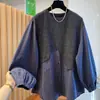 Otoño 2026 Nuevo Estilo Coreano Cuadros Patchwork Falso Dos Piezas Corte Holgado Adelgazante Camisa para Mujer A14387