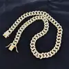 Pulsera de Cadena Cubana de Aleación Europea y Americana con Diamantes 13 mm Totalmente Diamantada Estilo Antiguo Estilo Hip-Hop Collar Chapado en Oro para Hombres y Mujeres