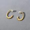 Pendientes Minimalistas Chapados en Cobre 18K con Incrustación de Circonita en Forma de C, Postes de Plata S925, Pendientes Creativos de Moda Simples Ins