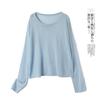 Camisa Fina de Verano Microtransparente con Protección Solar para Mujer, Suéter Holgado de Manga Larga de Talla Grande, Camisa para Aire Acondicionado con Tirantes y Blusa Exterior de Punto