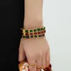 Pulseira de Diamante Colorido Geométrica, Pulseira Empilhável de Aço Inoxidável, Não Desbota, Luxo Leve, Design Elegante, Para Usar com Elegância, Joia de Mão para Mulheres