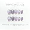 [Ice purple margarida] unha pintada à mão pena roxa clara pintada à mão simples elegante ultra-curto escada a