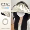 Coreia do Sul Ins Celebridade da Internet Chapéu com Faixa de Cabelo Dobrável Chapéu de Sol de Uso Duplo Chapéu Concha Moda Feminina Primavera e Verão Chapéu de Sol com Topo Aberto Estilo Coreano